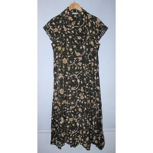 Ulla Johnson Women's Size 4 Dark Green Floral Silk Dress